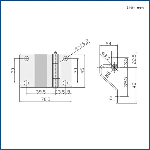 Charnière invisible soudable en acier inoxydable 304 sans trou - 8