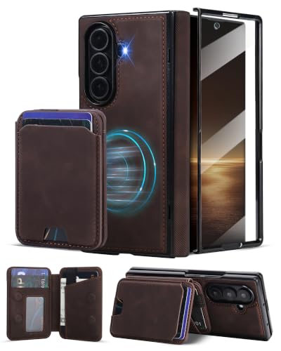ASAPDOS Samsung Galaxy Z FOLD 8 Ultra PU���U�[���C�P�[�X ���O���\�ȃE�H���b�g�t���AMagsafe�Ή��A�X�N���[���v���e�N�^�[�����A����~�߂Ɨ����ی�P�[�X���B���e�[�W�R�[�q�[