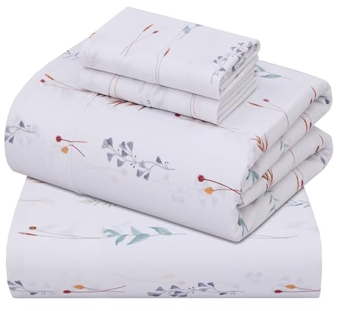 ZOYER 100% Cotton Sheets – Queen Size Percale Bedding, Cooling & Breathable, Durable with a Crisp, Soft & Comfortable Feel, 16' Deep Pocket, 4-Piece Set, Fairy Meadows