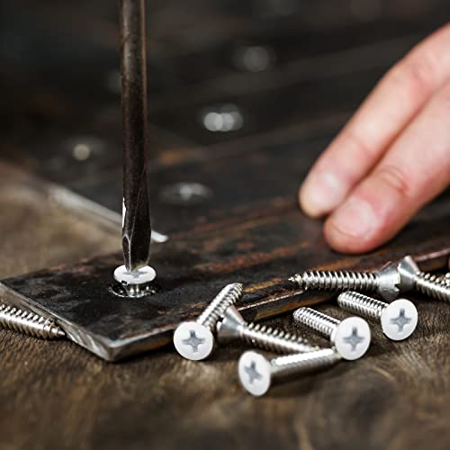 Giegxin 120 Piezas Tornillos de Cabeza Blanca, Tornillos Autorroscantes de Madera de Acero Inoxidable para Trabajo en Pared, 3 Tamaños (1/2 pulgada, 3/4 pulgada, 1 pulgada) miniatura 6