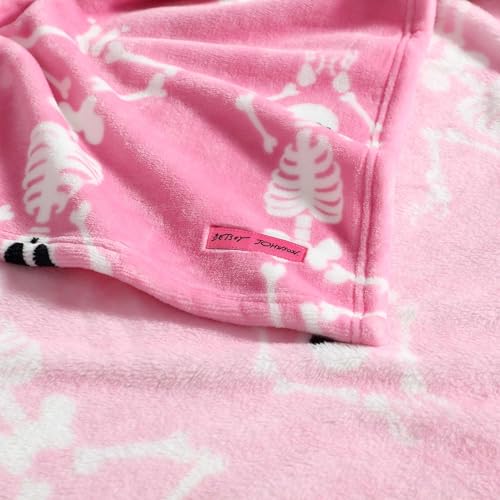 Image of Betsey Johnson - Blanket, Buttery-Soft Throw Blanket for Couch or Bed, Boldly Plush & Oversized Bedding (Yoga Skeleton Pink, 50 inch x 70 inch)