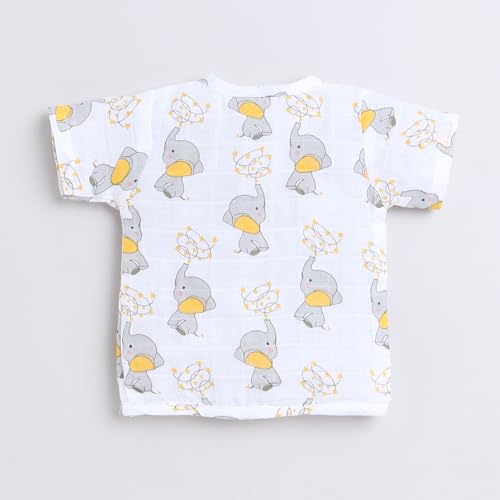 Image of Polka Tots Baby Boys & Girls Cotton Muslin Jabla Vest - Half Sleeve, Front Open, Soft & Breathable Daily Wear, Pack of 3 (Newborn)