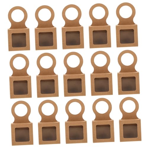 HIAKDOFT 25 piezas Caja de Regalo para Botellas de Vino Kraft con Ventana Transparente Colgante Plegable para Almacenamiento Vintage y Exhibición de Dulces y Regalos