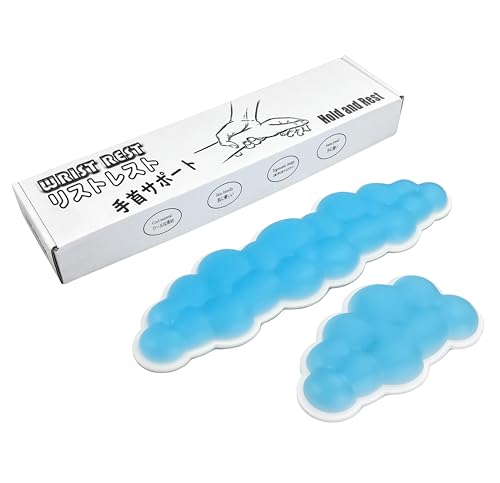 ゲル 手首クッション キーボードとマウス 冷却 柔らかい リストレスト お手入れ簡単 汗染みなし (青)