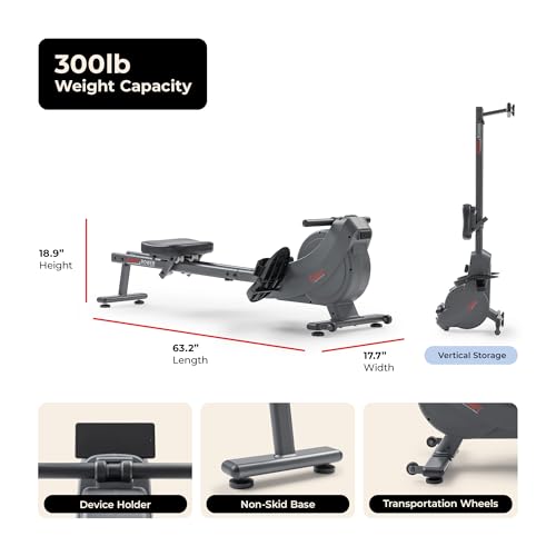 Sunny Health & Fitness Smart Magnetic Rower, Dual-Rail Home Rowing Machine - image 6