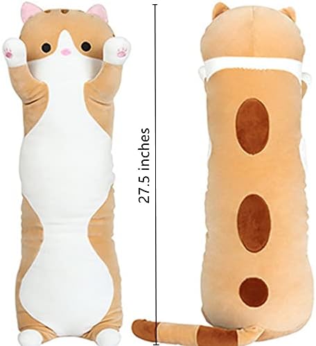OUKEYI Cute Plush Cat Doll Soft Stuffed Small Cat PillowCat Plush Pillow Doll Toy Cat Plush Pillow Gift for Kids Girlfriend (70cm, Brown)