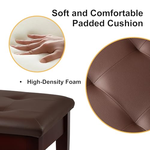 image for FILISITE Duet Piano Bench with Storage, Wooden Piano Stool with Waterp