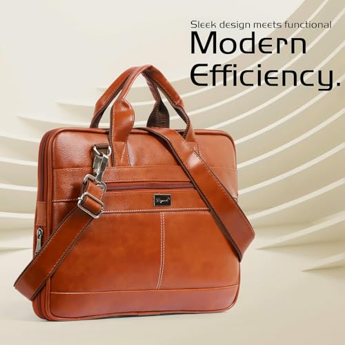 Image of Bagneeds 14 Inch Laptop Office Bag for Men & Women | Premium Synthetic Leather Business Briefcase | Padded Compartment | Adjustable Shoulder Strap
