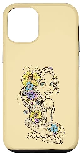 Coque iPhone 12 Disney Raiponce avec motif floral sketch élégant