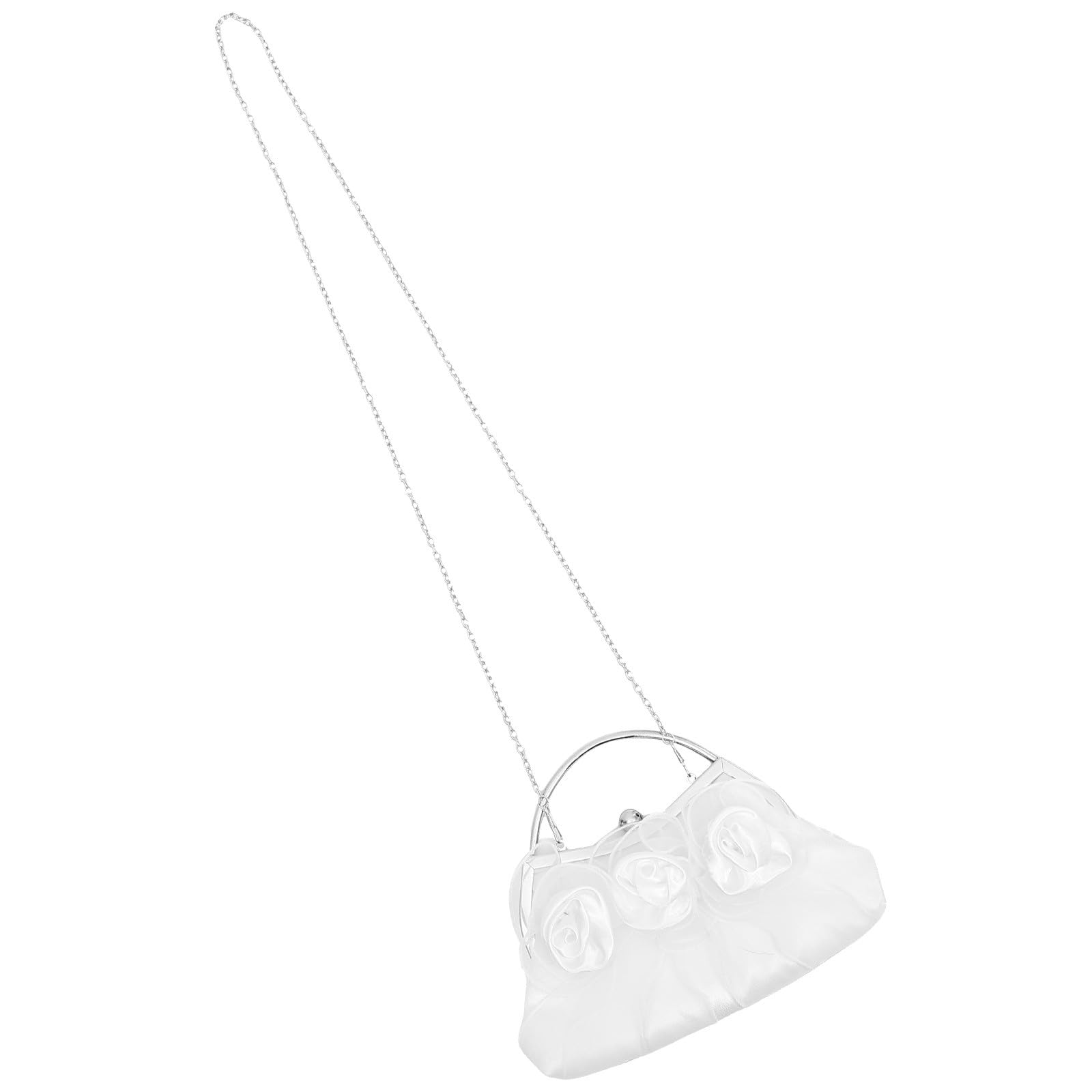 Outanaya Borsetta Donna Tracolla Removibile e Catena Staccabile Bianco con Design in Satin e Metallo per Cocktail Party e Cerimonie