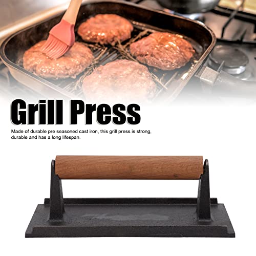 Presse-hamburger en fonte pour éviter la viande rétractée - 5