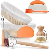 Set 10 Pezzi Cestini Lievitazione Pane in Rattan Naturale con Lino