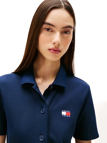 Image of Tommy Jeans Women's Casual Mini Polo Shirt Dress with Logo Detail