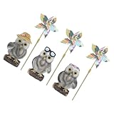 MINAOLULUS 3セット ガーデン用可愛いフクロウ風車点 屋外園装飾 小型転風車 オブジェ季節置物として