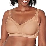 Playtex Women's Bounce Control, Coverage Convertible Wireless T-Shirt, Full-Support Wirefree Bra, Taupe, 42DD