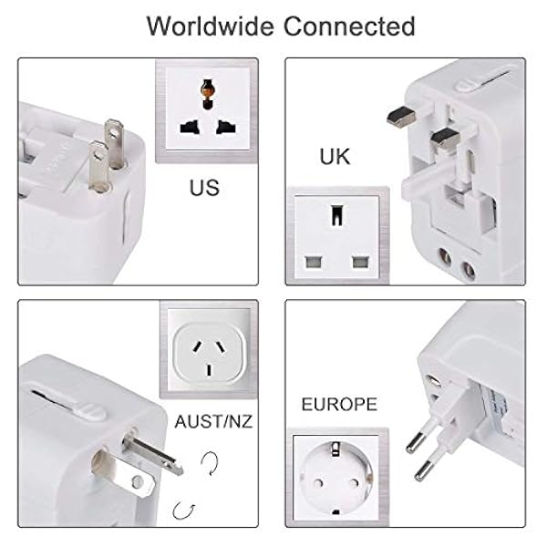 LKY DIGITAL - Adaptador de corriente universal todo en uno con puertos de carga USB para teléfonos móviles US EU UK AUS Europe