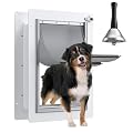 Pet Door for Wall Upgrade 2.0 with Secure Aluminum Lock, Steel Frame & Telescoping Tunnel, Double Silicone Flaps Dog Doggy Door and Cat Door for All Pets, Strong & Durable(Pets Up to 40 Lb) -Medium