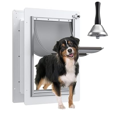 Pet Door for Wall Upgrade 2.0 with Secure Aluminum Lock, Steel Frame & Telescoping Tunnel, Double Silicone Flaps Dog Doggy Door and Cat Door for All Pets, Strong & Durable(Pets Up to 40 Lb) -Medium