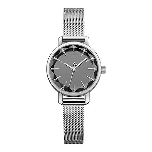 Preisvergleich Produktbild Beobachten ZQT Quarzuhr der Frauen, kreativer dreidimensionaler Ausschnitt-Spiegel, Edelstahl-wasserdichter Ineinander greifengürtel (rosafarbenes Gold) (Color : B)