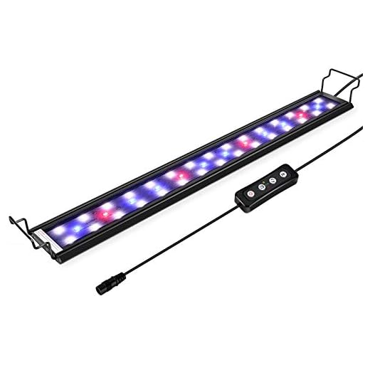 Hygger 9W Full Spectrum Aquarium Light with Aluminum Alloy Shell Extendable Brackets, White Blue Red LEDs, External Controller, for Freshwater Fish Tank (12-18 inch)