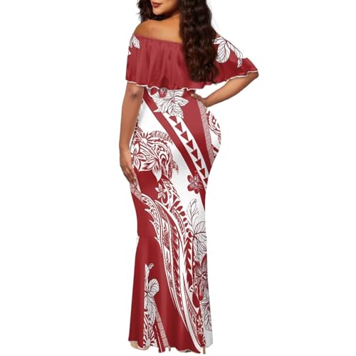 Image of Polynesian for Women S-7XL Off Shoulder Maxi Dress Hawaiian Summer Dresses
