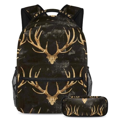 Sac à dos polyvalent 2 pièces au motif bois d'élan foncé vintage en taille Large