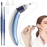 Aspirateur de Cérumen,Extracteur de cérumen électrique, sûr et doux à 360 °, en spirale, en silicone, têtes de rechange, convient aux enfants et aux personnes (Bleu-1)