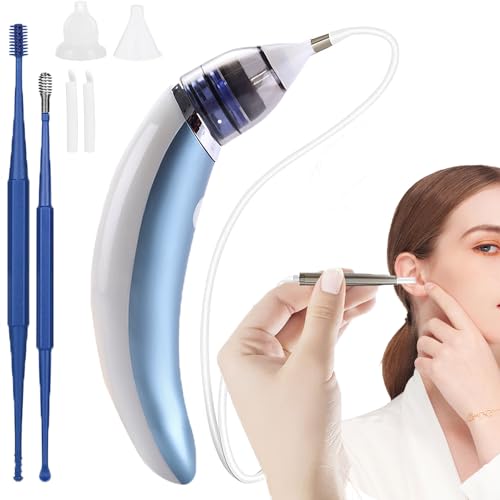 Aspirateur de Cérumen,Extracteur de cérumen électrique, sûr et doux à 360 °, en spirale, en silicone, têtes de rechange, convient aux enfants et aux personnes...