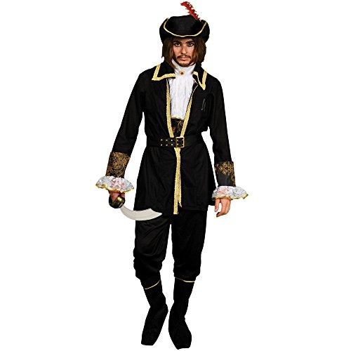 Morphsuits Men's Morphcostume Co Captain Walker D Plank Pirate Male Costume, Black/Gold, Large