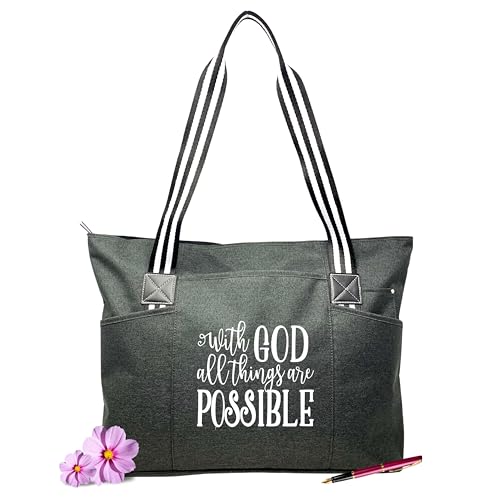 Brooke & Jess Designs Large Zippered Inspirational Tote Bags for