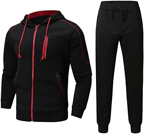 Kangma Mens Fleece Tracksuit 2 Piece Hoodie,2022 Spring Stylish Novel Jogging Activewear