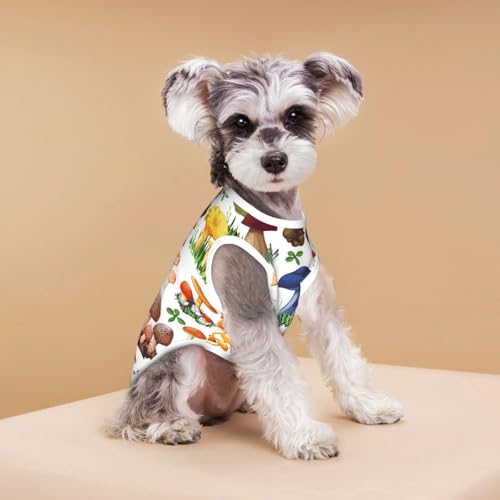 Peinture Japonaise Champignon,T-Shirt sans Manches en Coton pour Animaux de Compagnie, Gilet Respirant, Extensible et Doux,M – vue 8