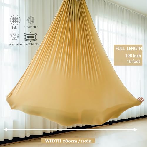 Image of F.Life Aerial Silk Yoga Hammock & Swing for yoga Inversion,Strength training,starter hardware kit