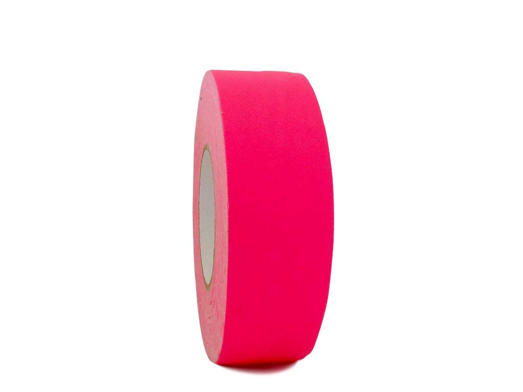 WOD GTMC12F Professional Grade Gaffer Tape, Fluorescent Pink - 1/2 inch x 60 ft. No Sticky Residue, For Cables, Non Reflective, Easy to Tear, Gaff Cloth for Trade Shows, Concerts