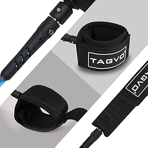Tagvo Sup Leash Coiled 10' Super Strong 7Mm Cord With Waterproof Waist Pouch, Comfortable Padded Neoprene Ankle Cuff Stand Up Paddle Board Leash With Double Swivels Anti-Rust, Flexible Surfboard Leash #TOP2