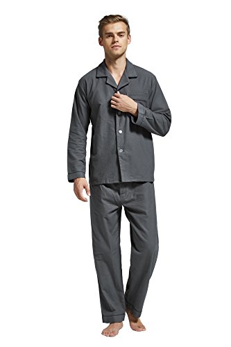 Men’s Flannel Pajama Set, 100% Cotton Long Sleeve Sleepwear