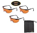 Uvex S1933X Skyper Safety Eyewear, Black Frame, SCT-Orange UV Extreme Anti-Fog Lens (3-Pack) w/InPrimeTime Carry Pouches