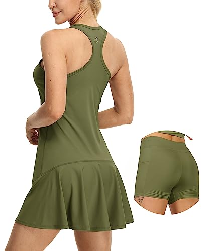 icyzone Damen Tenniskleid mit Shorts Golf Sport Kleider Ärmellos Racerback...