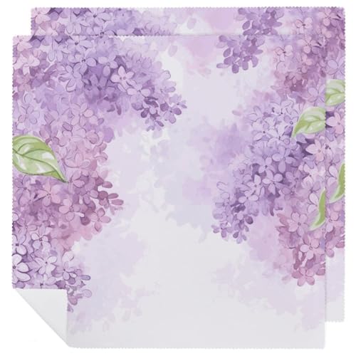 Servilletas de tela con flores lilas en pack de 2 miniatura 1