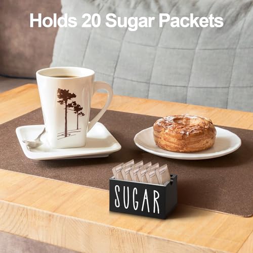 MOJIEZUO Sugar Packet Holder for Coffee Bar, Acrylic Sugar Packets Caddy, Sugar Packet Container, Sugar Packets Dispenser Sugar Packet Organizer for Table, Office, Hotel, Restaurant (Black)