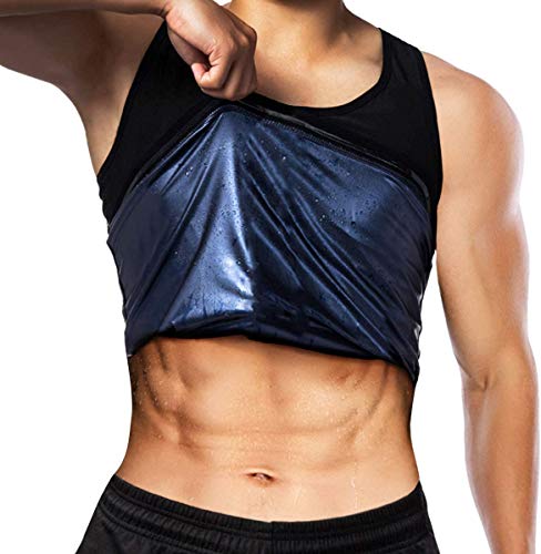 DODOING Sauna Schwitzweste Herren Taillentrainer Weste für Gewichtsverlust Hot Polymer Korsett Kompression Sauna Schwitzen Body Shaper Workout Shirt Sauna Tank Top Cover