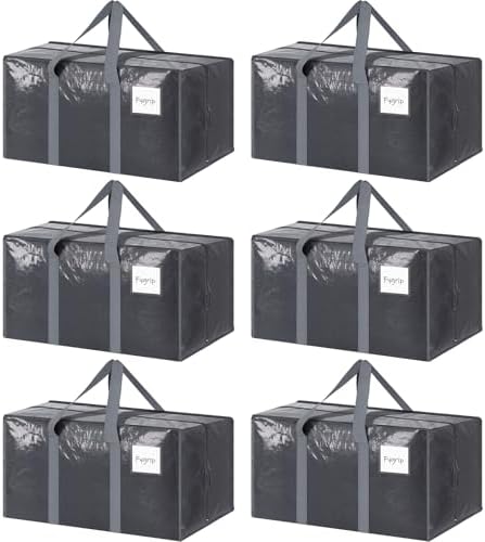 6 Pack Extra Heavy Duty Large Moving Bags with Strong Zipper & Co...