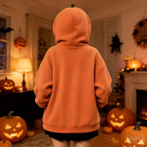 Halloween Womens Pet Pouch Hoodie Pumpkin Mask Oversized Hood Sweatshirt - image 3