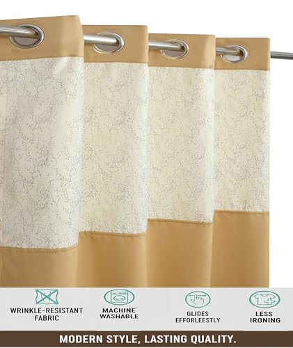Image of IVAZA Dual-Tone Design 100% Complete Blackout Curtains - Room Darkening Curtain for Door -, Heavy Blackout, Thermal Insulation Curtains, Black Out Curtains 8 feet Long Set of 2 Beige
