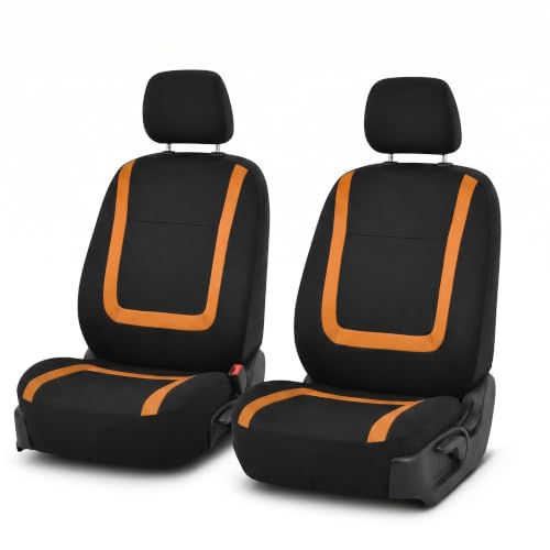 Image of FH Group Car Seat Covers Front Set in Cloth -Car Seat Covers for Low Back Car Seats with Removable Headrest,Universal Fit,Automotive SeatCovers,Washable Car SeatCover for SUV,Sedan,Van Orange