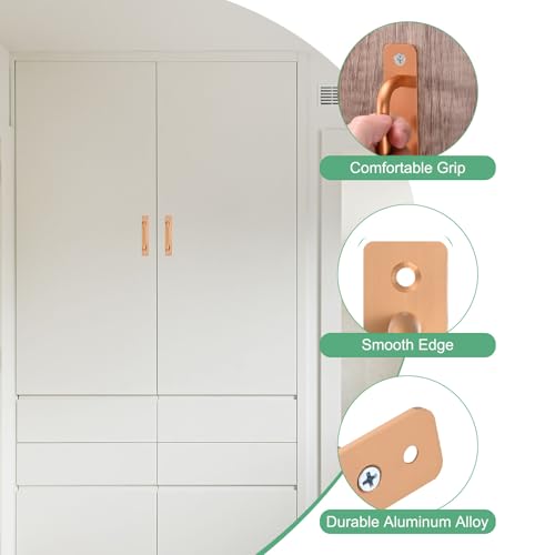 Image of M METERXITY 2-Pack Barn Door Handles, 5Inch /128mm Hole Center Aluminium Alloy Gate Handle with Mounting Screws for Bathroom /Wardrobe /Closet /Kitchen, Sliding Door Handle with Plate [Gold]