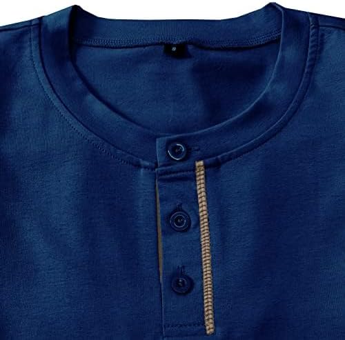 Miniatura 5 de M&F EVENMINE Mens Fashion Casual Front Placket Basic Short Sleeve Henley T-Shirts Button Cotton Pocket Tee