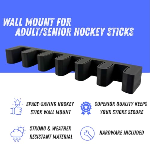 Hockey Stick Wall Mount Holder | Capable of Holding Up to 6 Ice Hockey Sticks | Only Compatible with Senior/Adult Sticks | All Required Hardware Included by Generic - Image 2