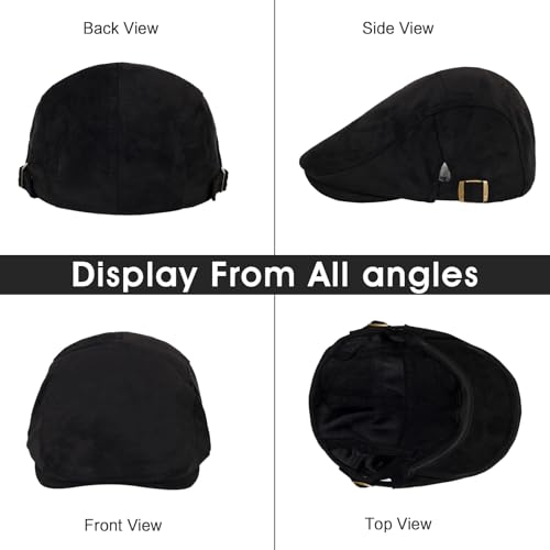 Image of 3Pcs Men's Newsboy Caps Cotton Cooling Hat Adjustable Flat Cap for Men
