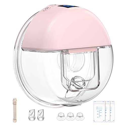 Wearable Electric Breast Pump,Mininec Portable Breast Pumps Hands Free Breastfeeding Breastpump With 4 Modes&9 Levels,Lcd Display,Low Noise&Painless,Memory Function,16-24Mm Flanges #TOP6